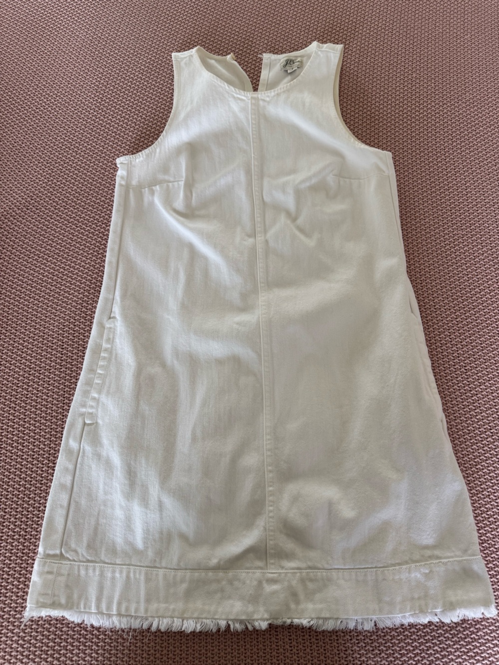 J. Crew White Denim Shift Dress with Raw  Frayed Hem